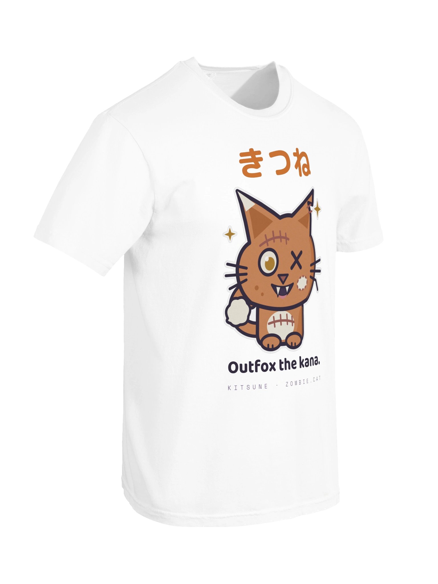 Kitsune Fox Zombie Cat White T-Shirt product image (10)