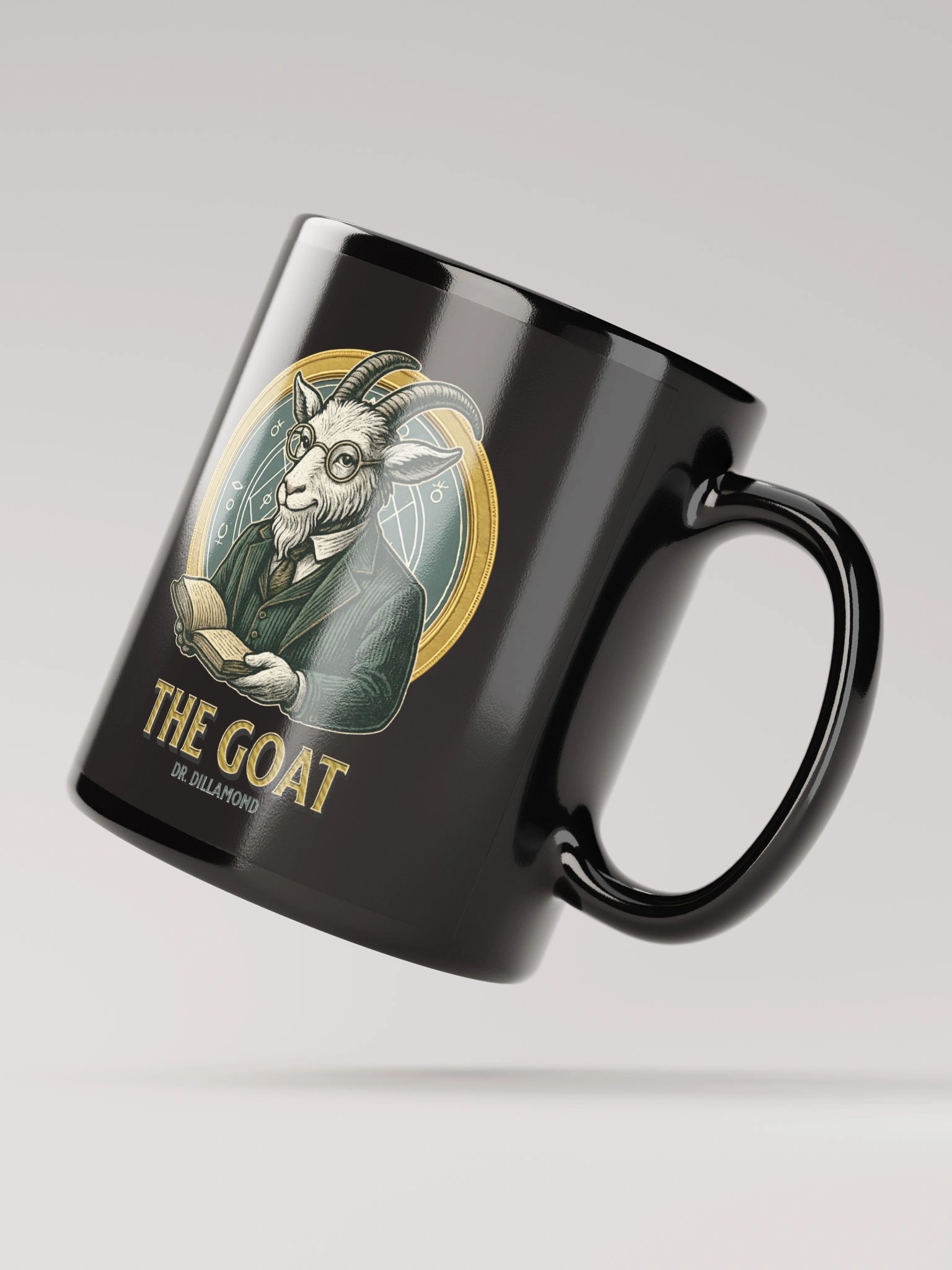 Dr. Dillamond "The GOAT" Broadway Mug – Black Glossy Ceramic Coffee Cup product image (4)