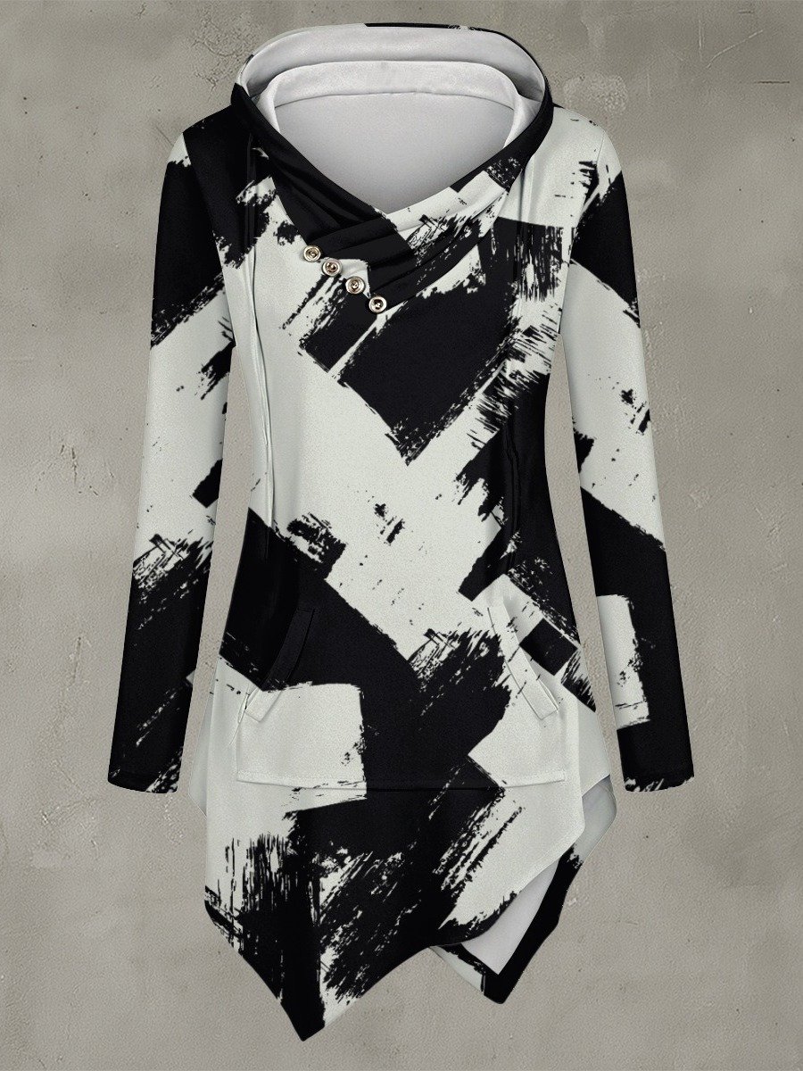 Abstract Brushstroke Crossover Longline Hoodie product image (1)