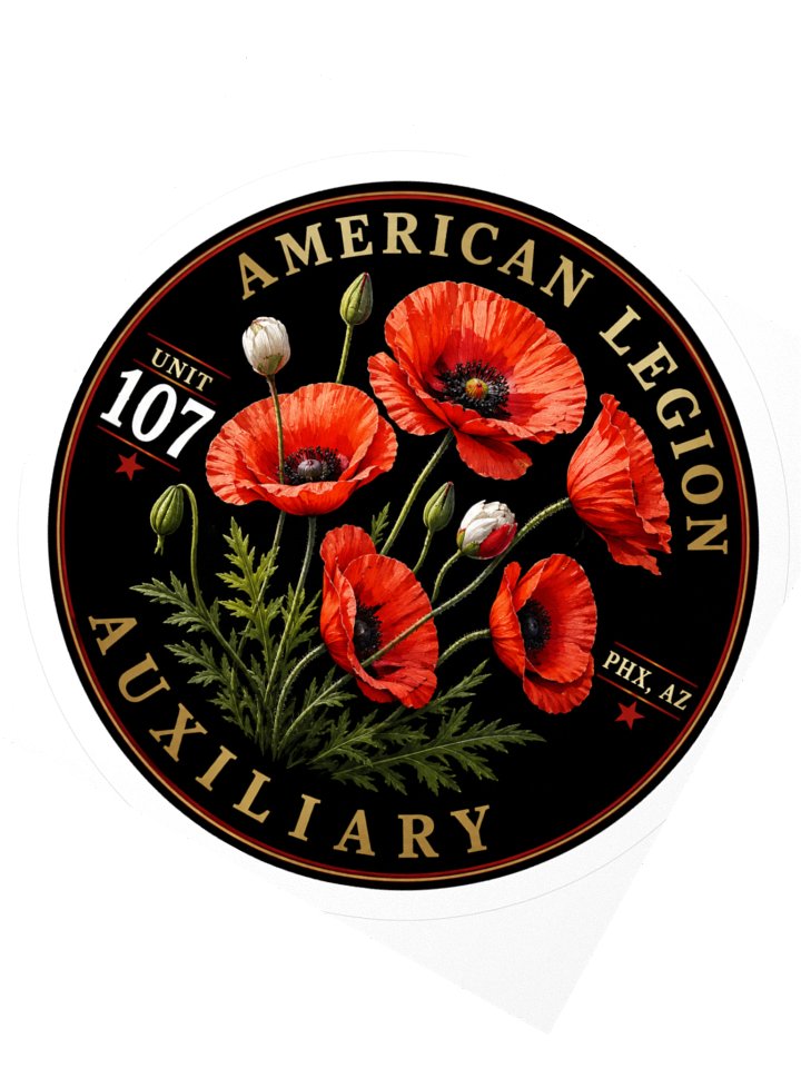 American Legion Auxiliary Unit 107 Poppy Emblem Sticker product image (4)