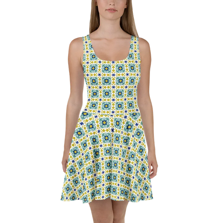 Mediterranean Mosaic Dress | Cyan Blue & Mustard product image (1)