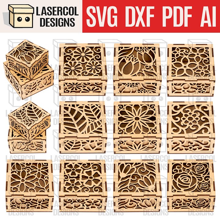 10 Boxes Set 1 (2 Sizes) - Laser Cut Files product image (1)
