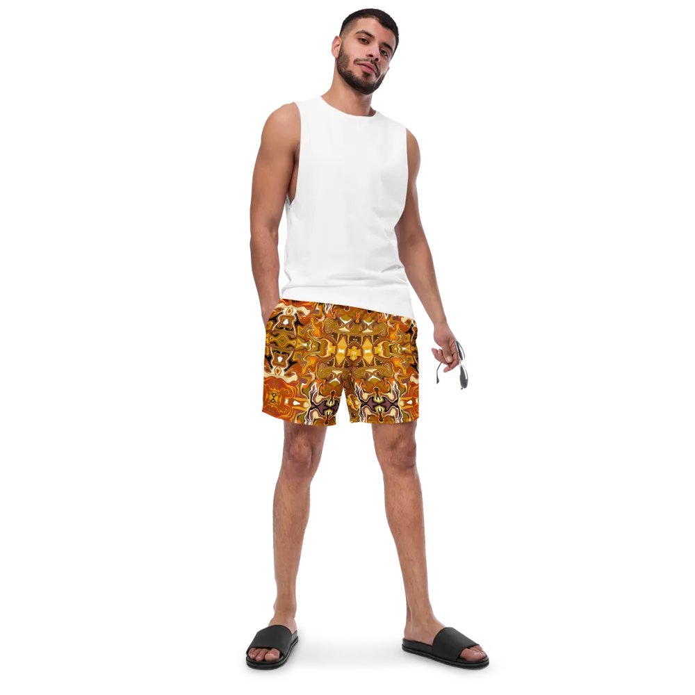 Symmetrical Splendor Brown African Inspired Design Swim Trunks product image (6)
