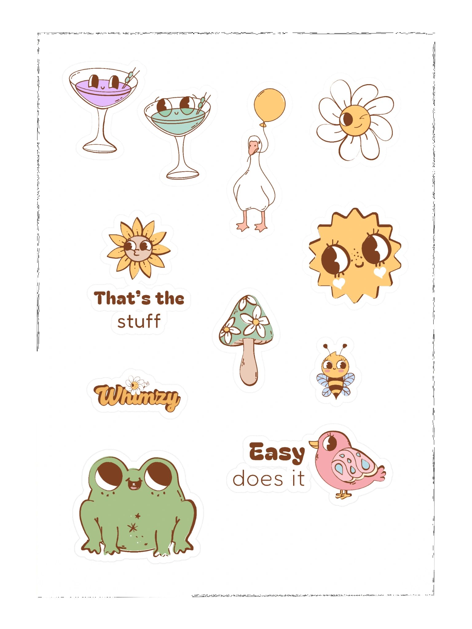 Whimsical Wonderland Sticker Sheet | Retro 70s Indie Game Character Pack product image (3)