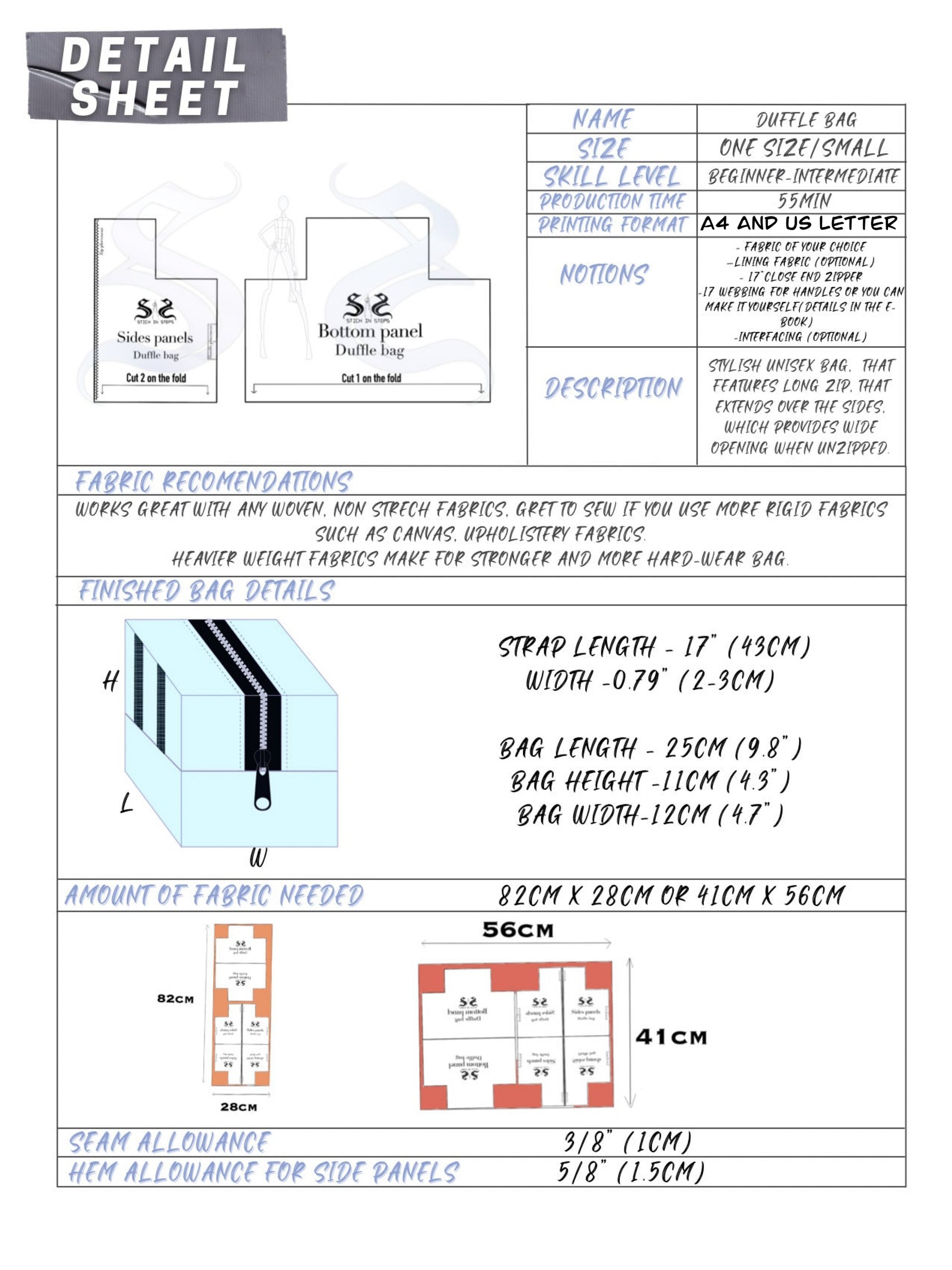 Small Duffle bag - Digital sewing pattern product image (3)