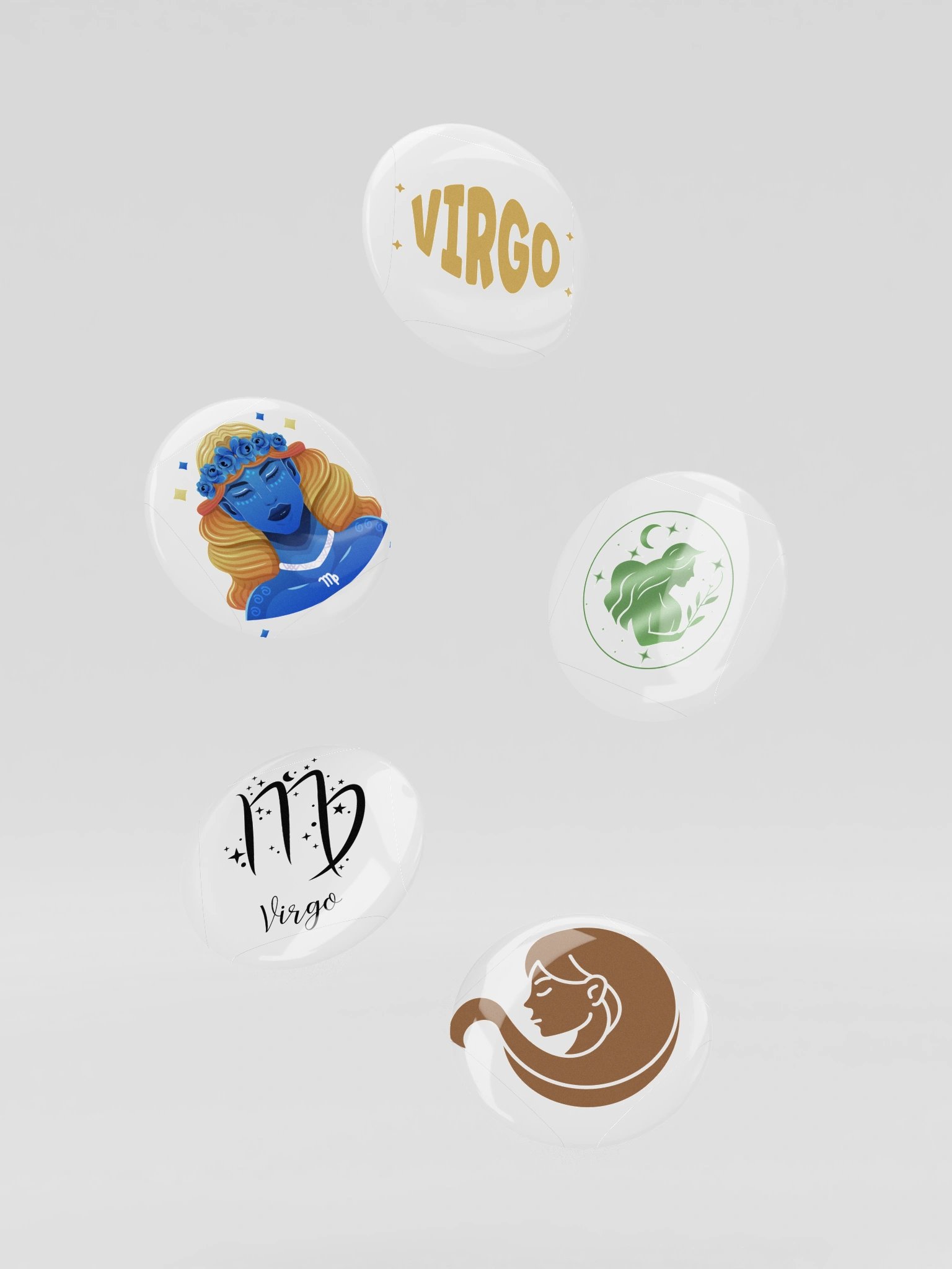 Virgo Zodiac Enamel Pin Set of 5 — Black & White Maiden Astrology Pins for Jackets, Bags & Witchy Accessories product image (3)