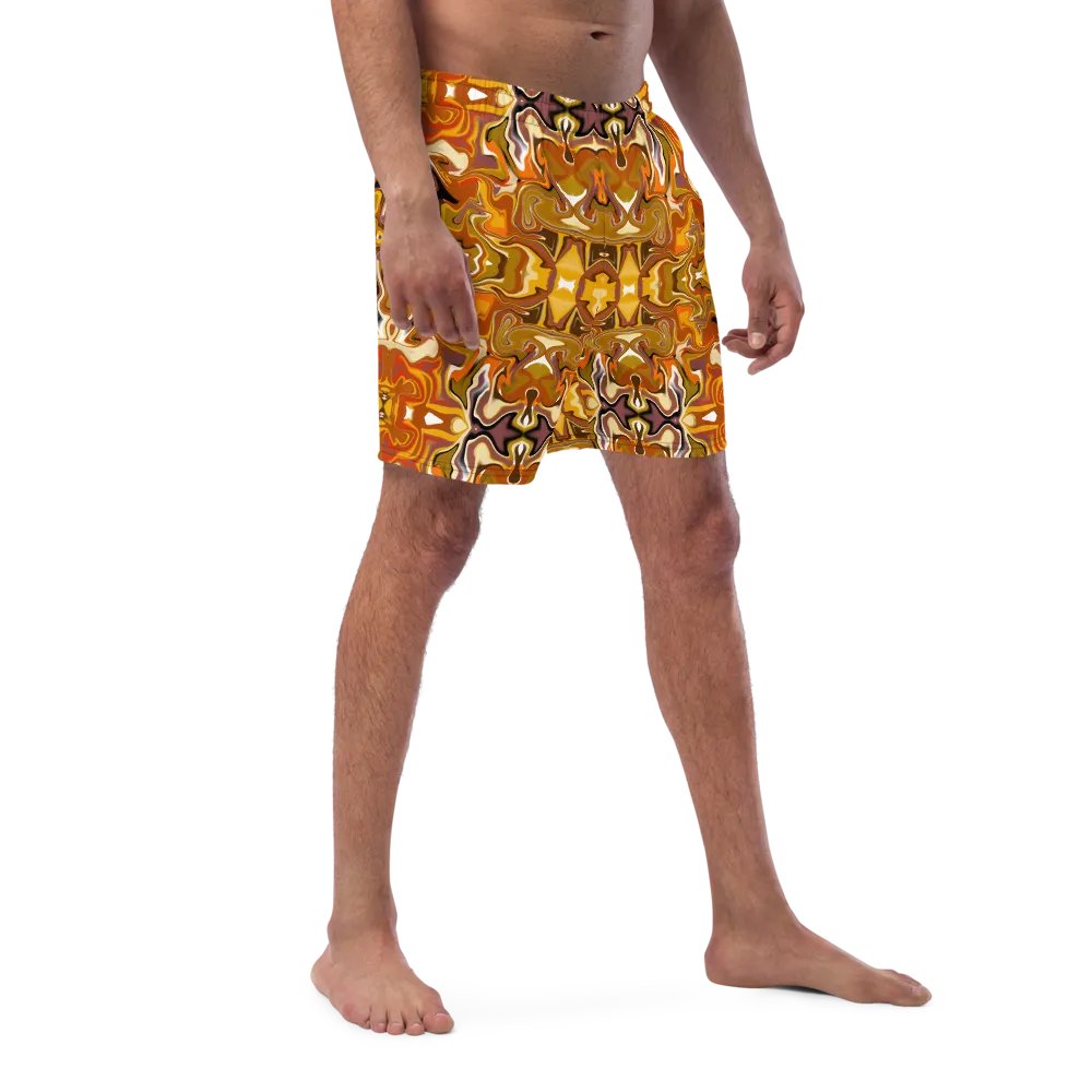 Symmetrical Splendor Brown African Inspired Design Swim Trunks product image (9)