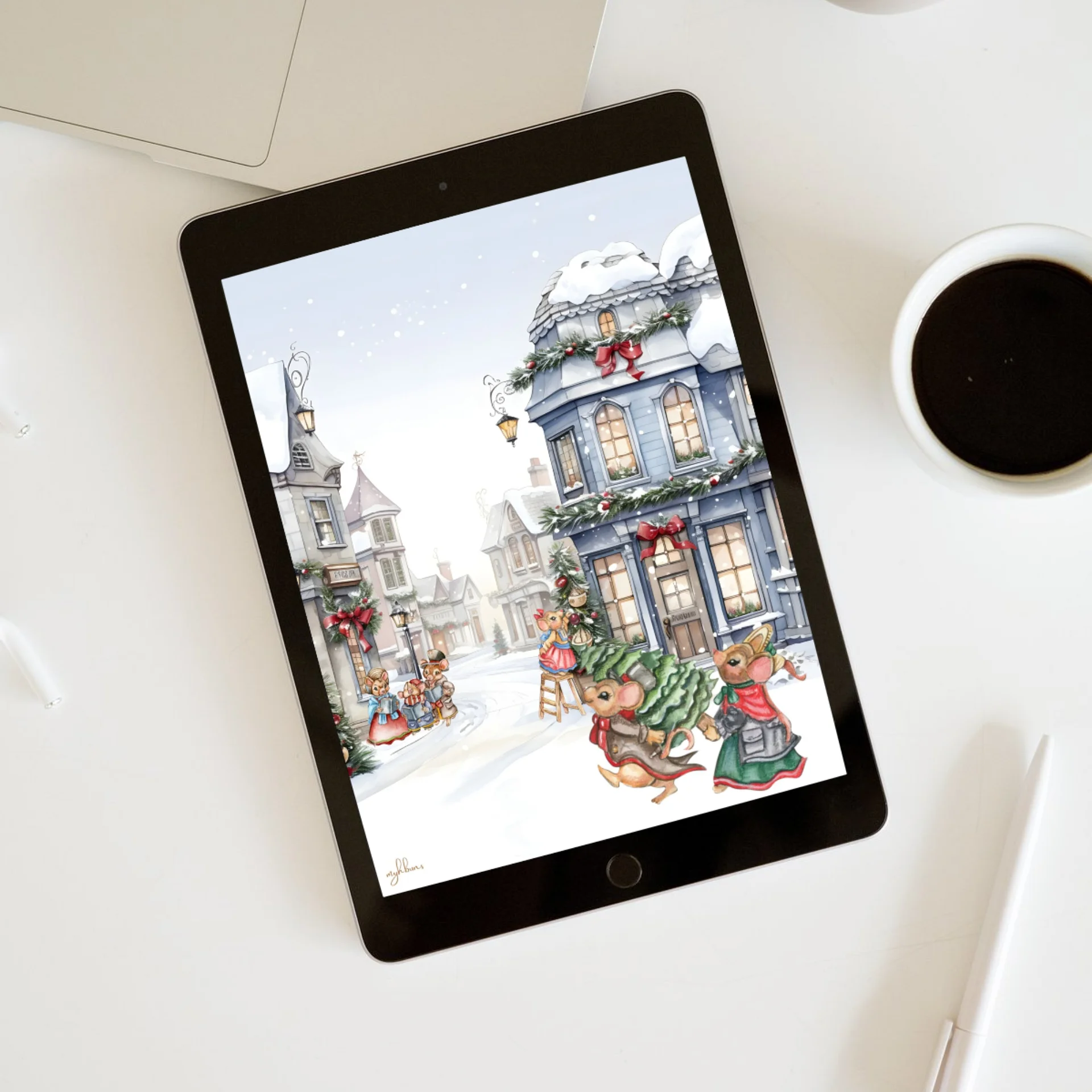 Prelude to Christmas Tablet Wallpaper | Festive Holiday Digital Background | Instant Download | 10 Resolutions product image (9)