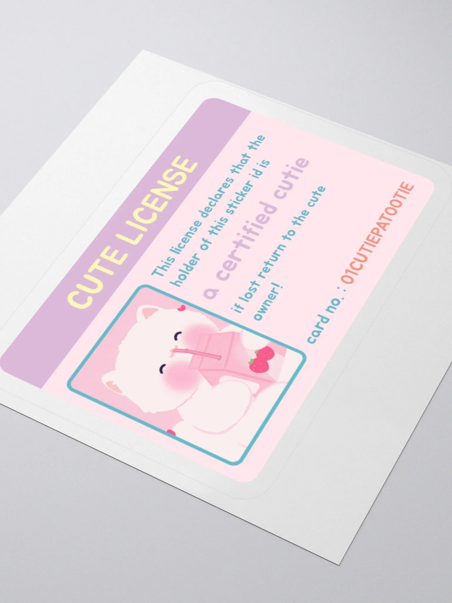 Cutie License White Cat Vinyl Sticker product image (3)