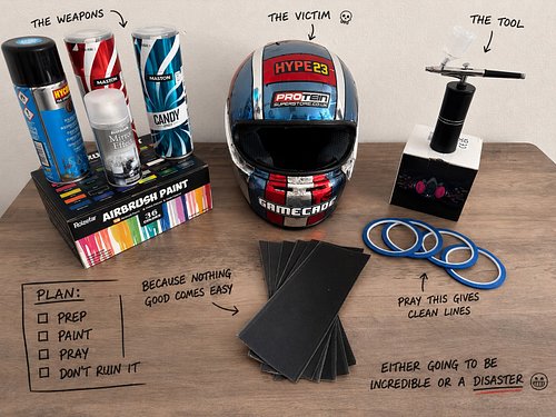 Attempting to paint my own helmet… what could possibly go wrong 😅🎨🏁

30 hours of YouTube tutorials, zero actual experience, a...