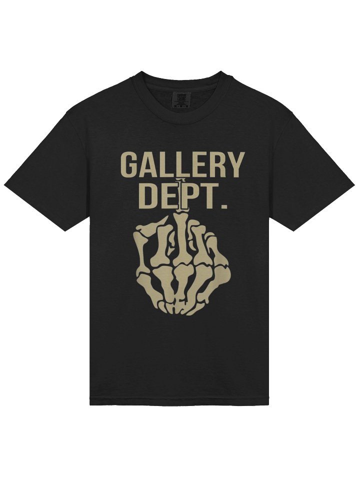 Adult’s GALLERY DEPT. Skeleton Middle Finger Black Short Sleeve T-Shirt product image (1)