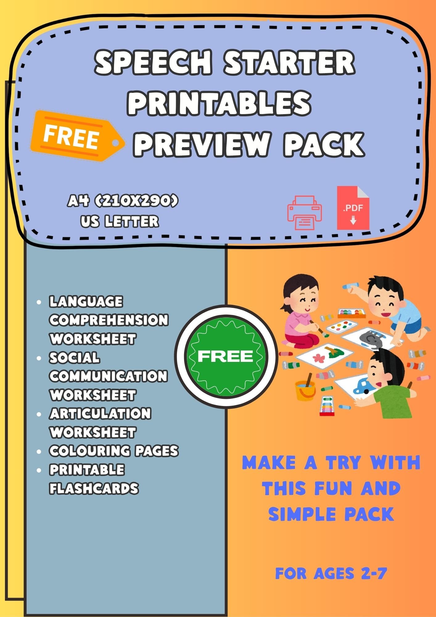 Speech Starter Printables: Free Preview Pack product image (1)