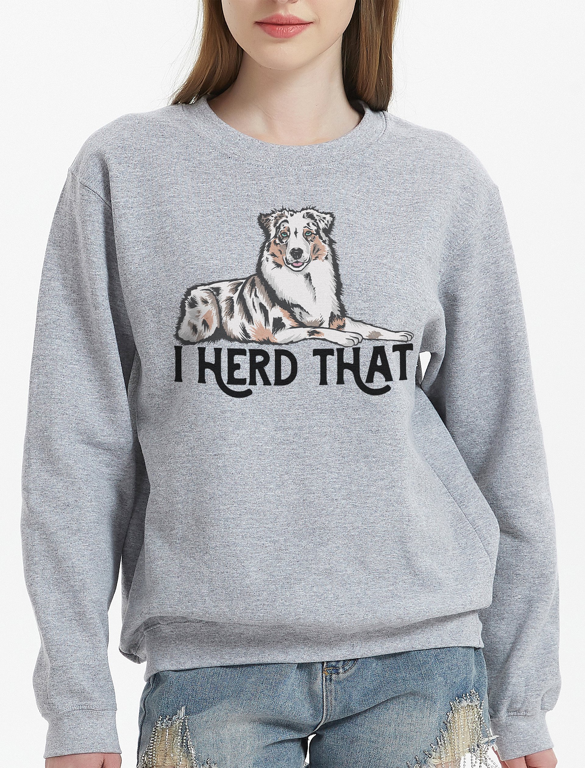 I Herd That Aussie Dog Sweatshirt for Australian Shepherd (Blue Merle) Dog Owners product image (2)