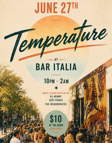 This Saturday, June 27th we’re turning up Bar Italia yet again for a night built for summer nights, cold drinks & good energy...