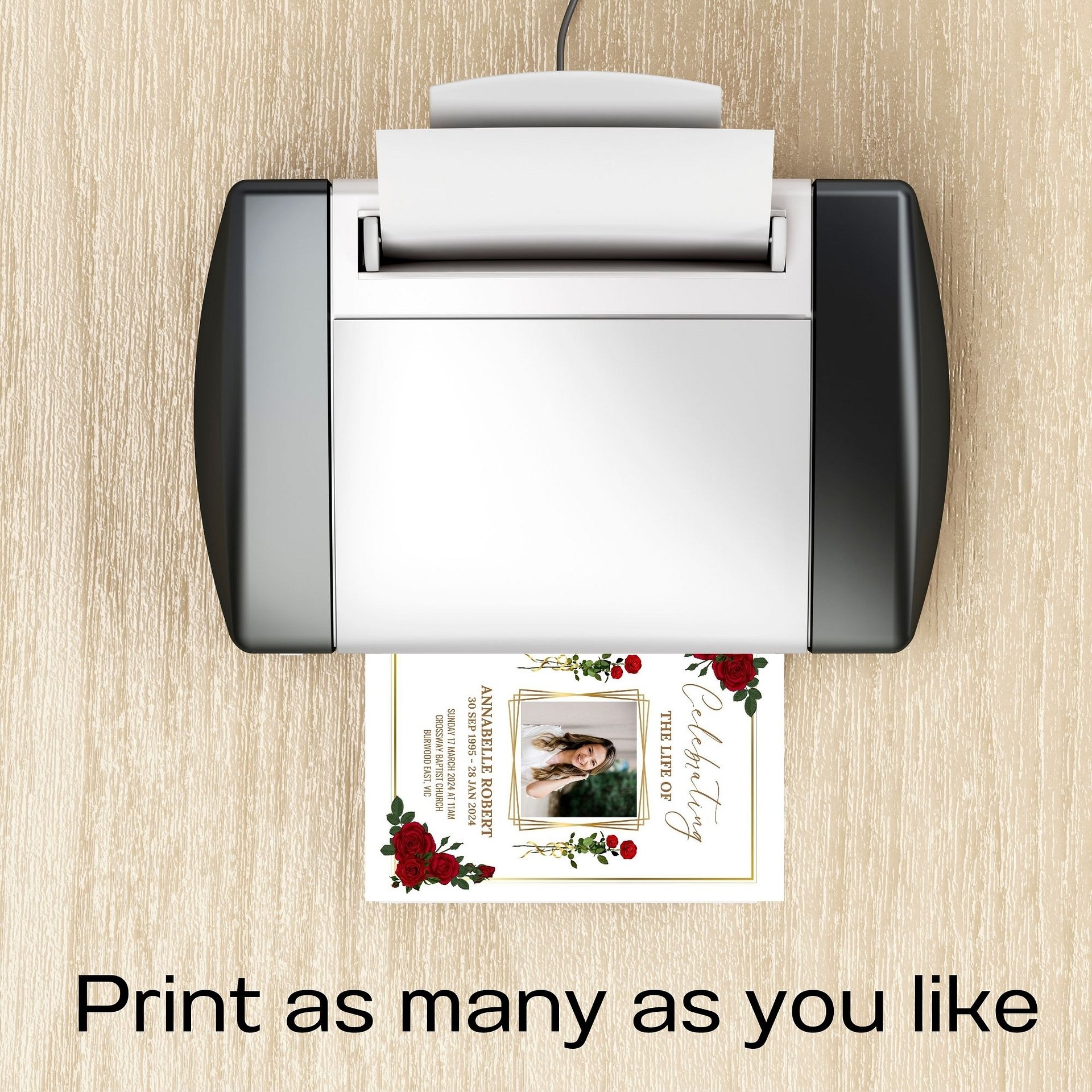 Red Roses Funeral Program Canva Template product image (9)
