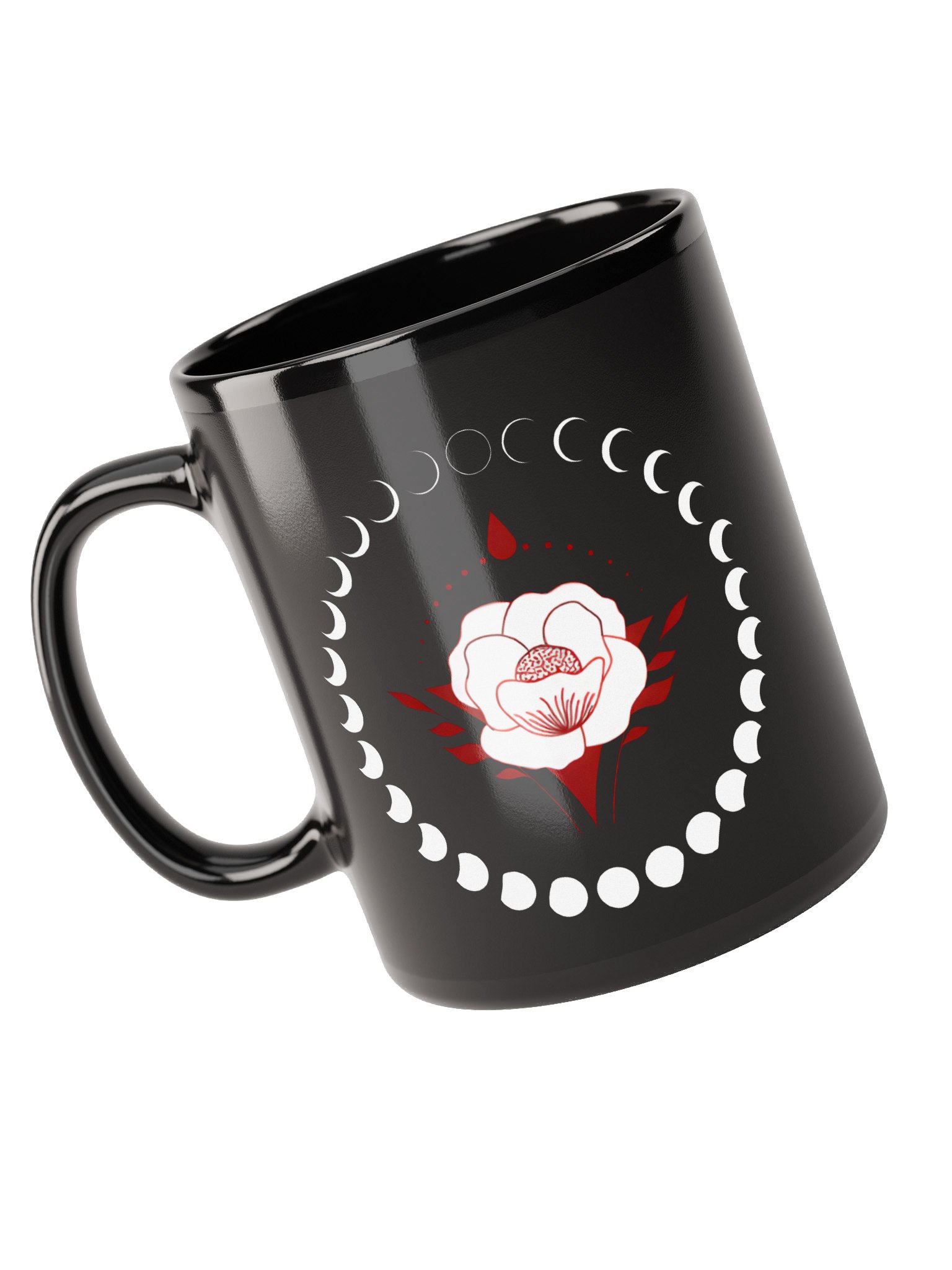New Moon Cycle Floral Coffee Mug Black | Well Women Rising product image (5)