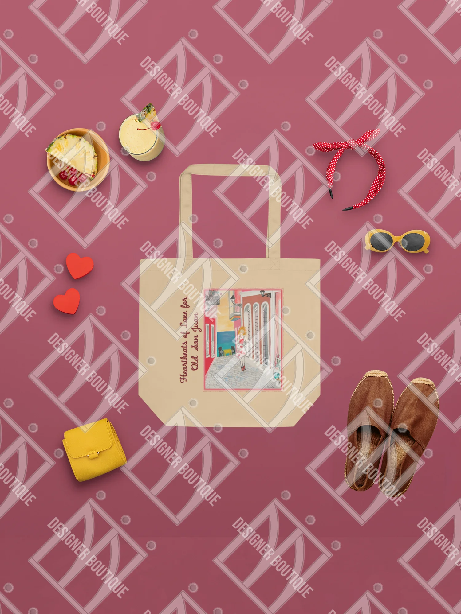 NN Designer Boutique x Camila Arraiza: Tote Bag (Redhead) – Heartbeats of Love for Old San Juan product image (2)