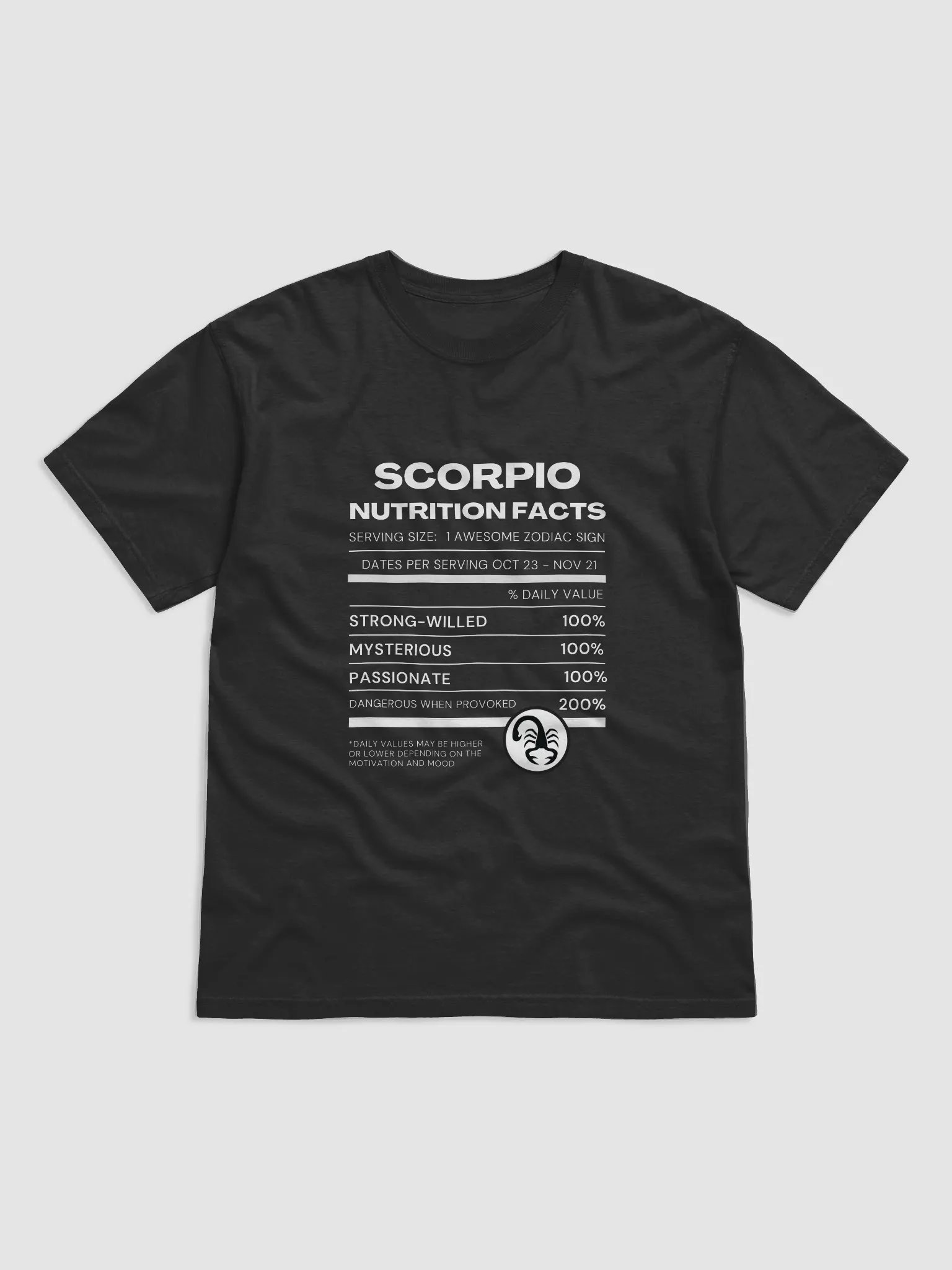 Scorpio Nutrition Facts T-Shirt product image (2)