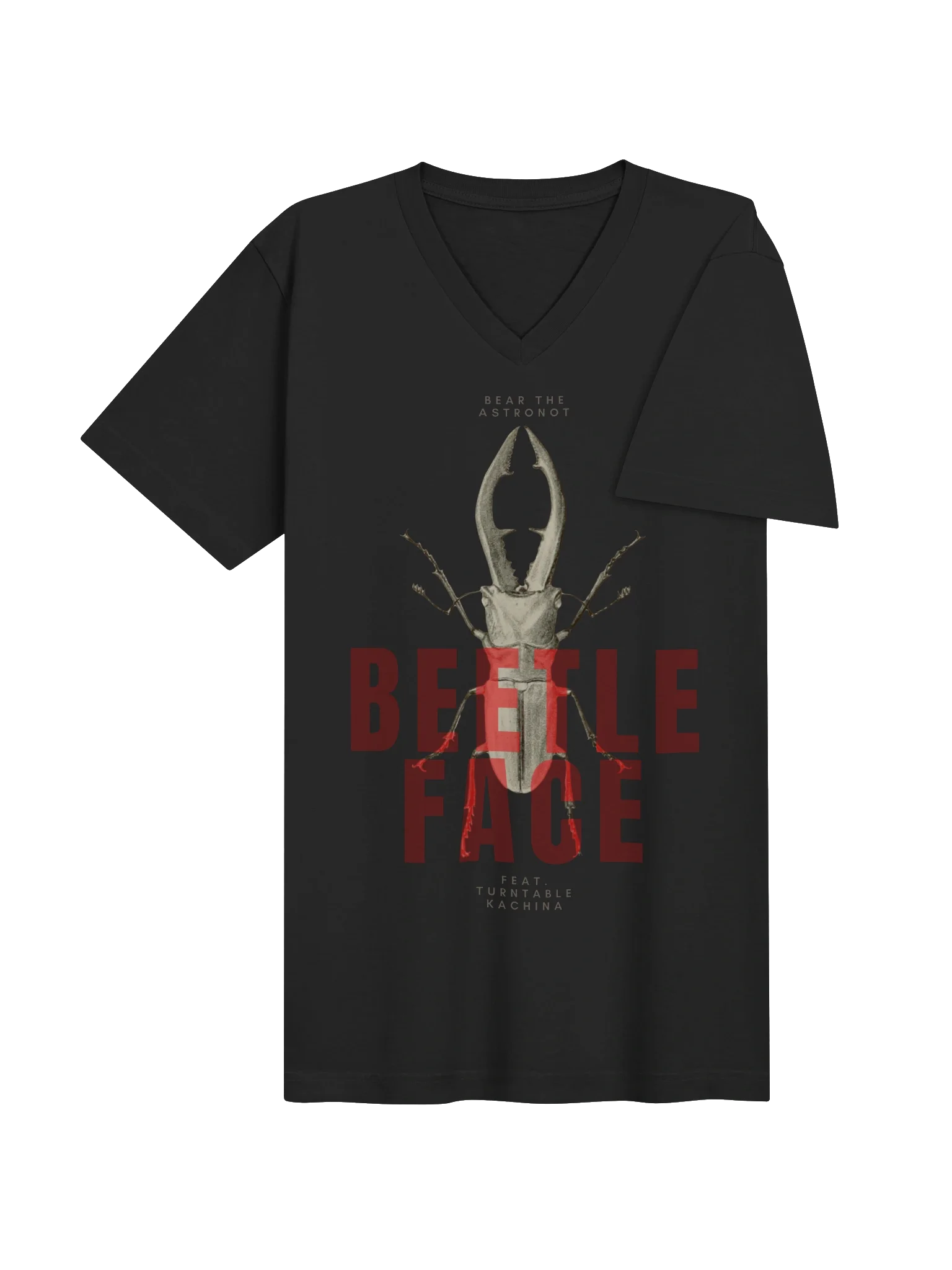 Bear the Astronot & Turntable Kachina BEETLE FACE V-neck T-shirt