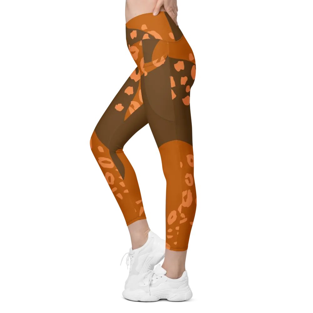 Flowing Orange Camo Leggings with Pockets product image (4)