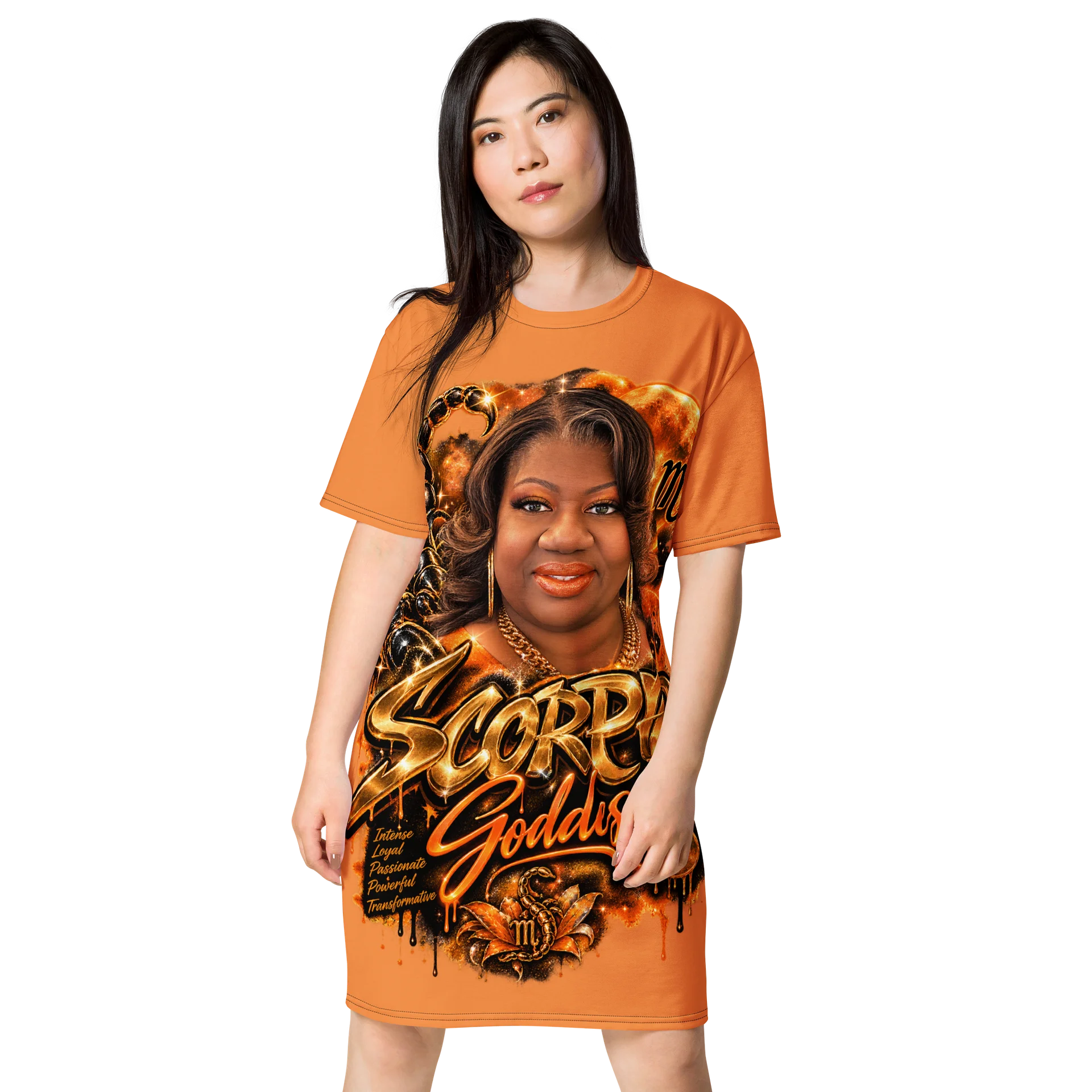 Scorpio Goddess All-Over Print T-Shirt Dress product image (1)