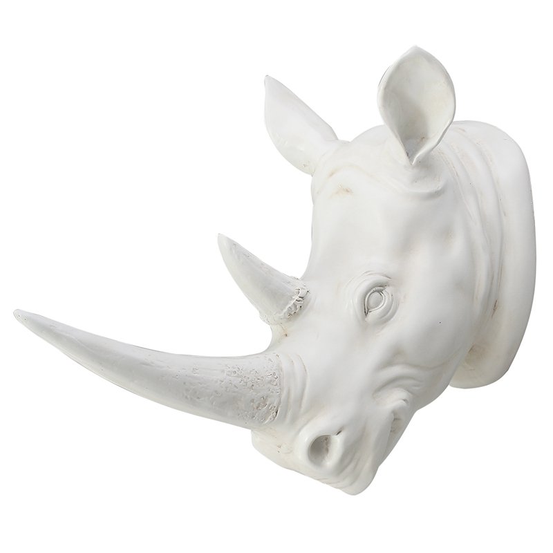 Faux Taxidermy Rhino Head Wall Decor — Resin Animal Sculpture | Modern Animal Head Wall Mount for Home & Hotel product image (4)