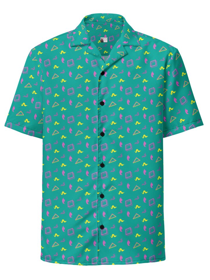 Oh Worm teal pattern button down shirt product image (1)
