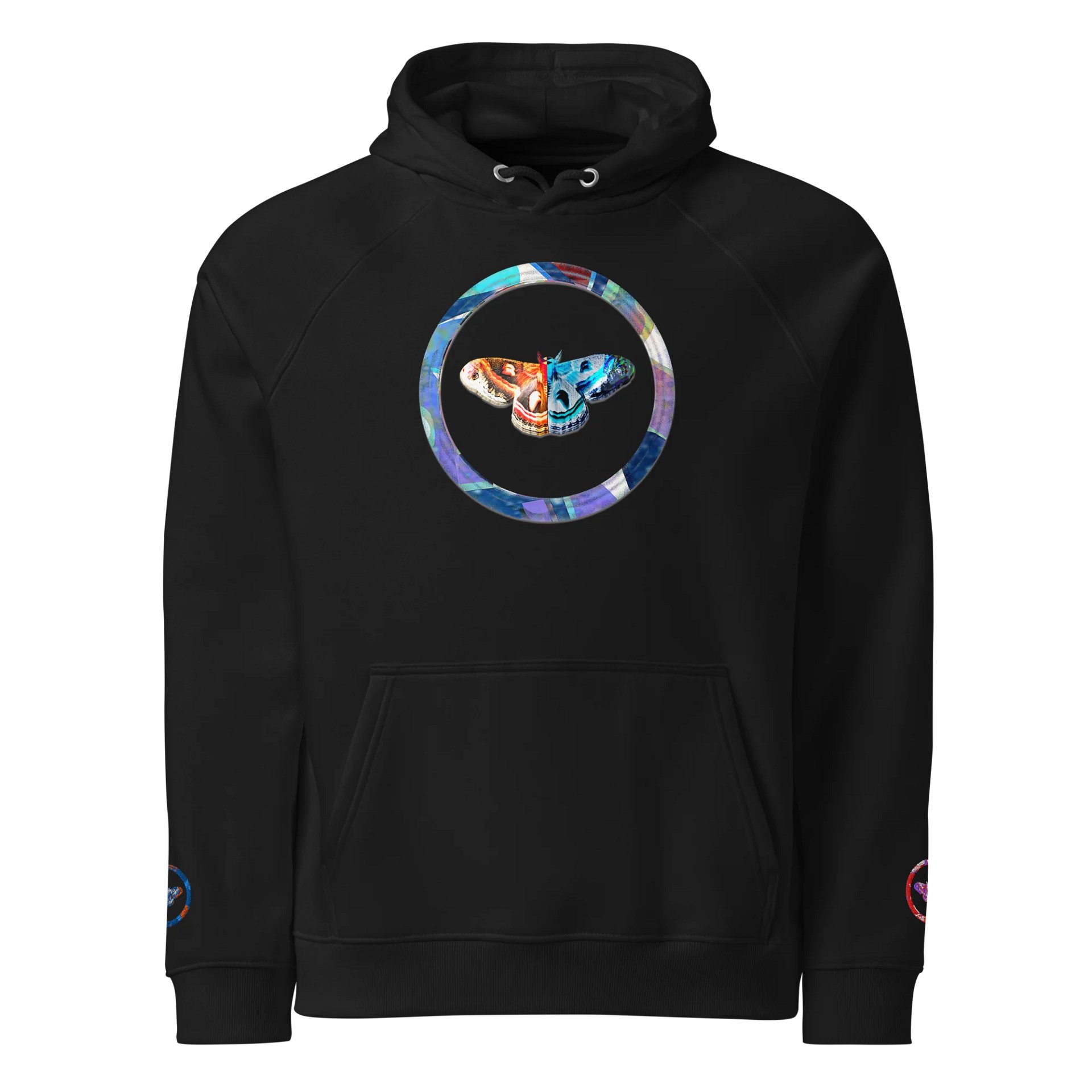 Moth SOL'S Eco Raglan Hoodie (Front Patch) with Embroidered Sleeves product image (1)