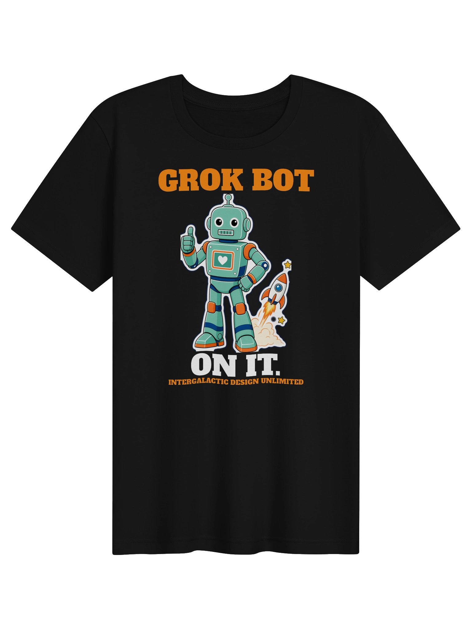 Grok Bot: On It. Retro Robot Tee (Dark) product image (1)