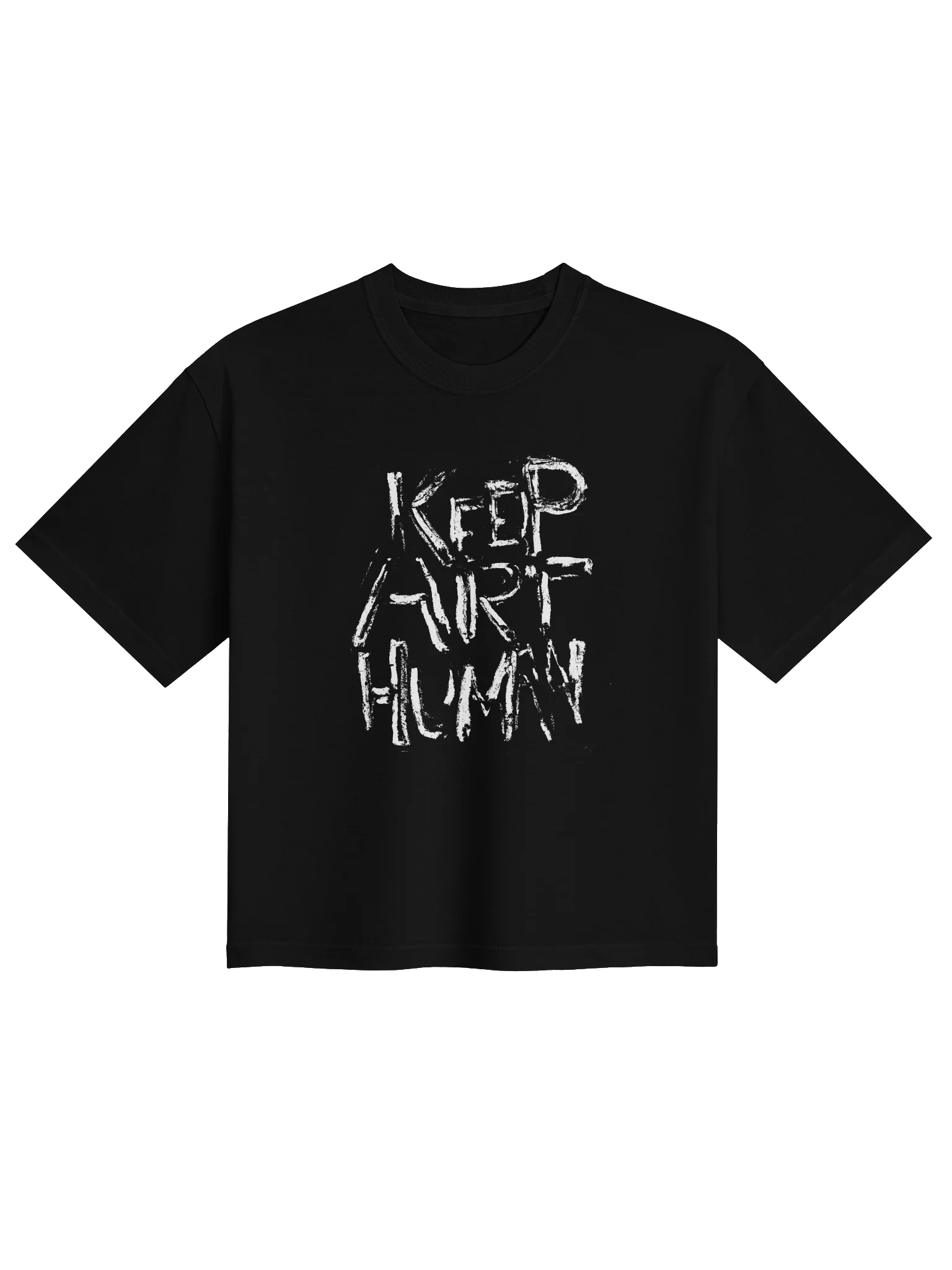 Keep Art Human – Original Hand-Drawn Black Boxy Tee product image (1)