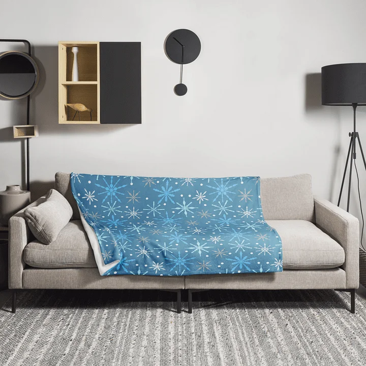 Snowflakes in Light Blue Throw Blanket product image (3)