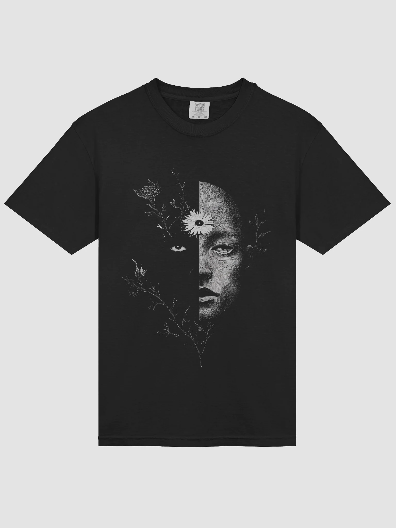 Split Shadow Face Black Short-Sleeve Graphic T-Shirt product image (3)