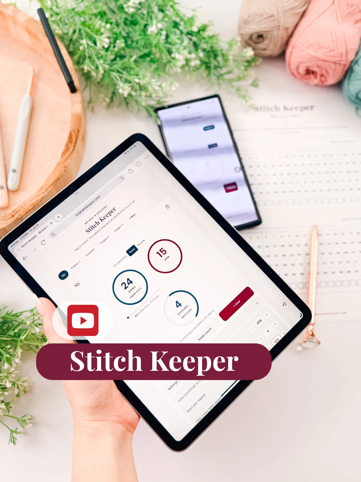 Briana K Crochet Companion: The Stitch Keeper - Digital Row, Round, Repeat, & Stitch Counter product image (1)