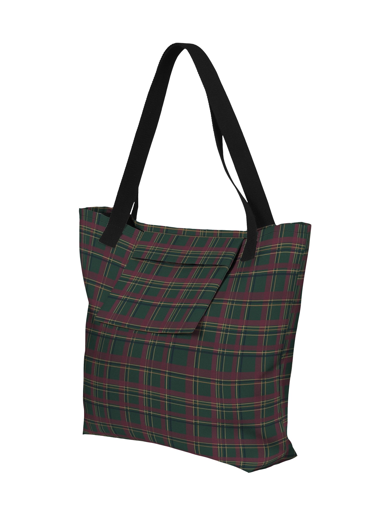 Heritage Plaid Large Tote Bag – Vintage Tartan Shoulder Bag with Pocket product image (5)