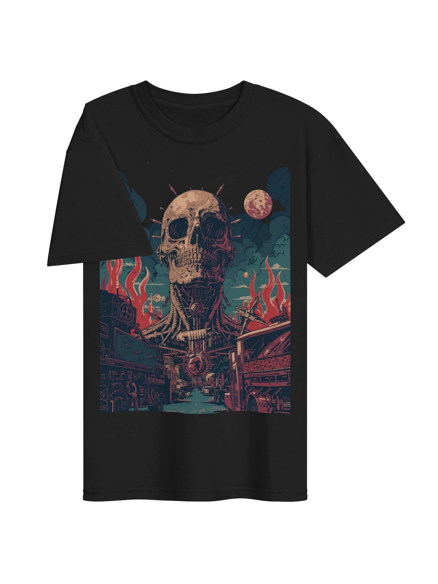 Retro Sci-Fi Skull City Heavyweight T-Shirt product image (6)