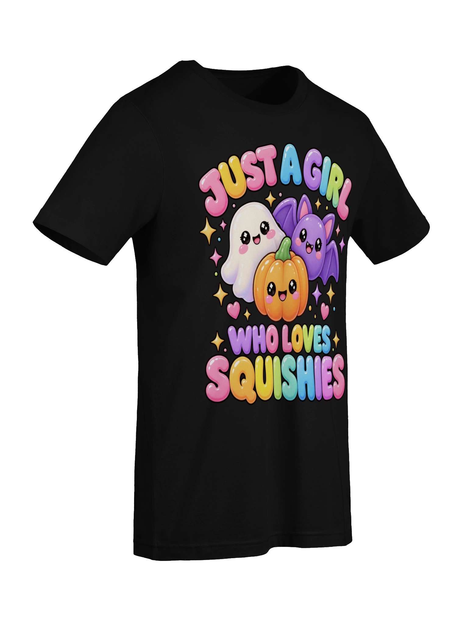Just a Girl Who Loves Squishies T-Shirt | Cute Kawaii Squishy Characters, Halloween Squishy Ghost Pumpkin Bat tee, Halloween Gift for Girls product image (3)