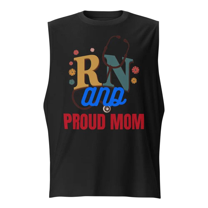 RN and PROUD MOM Floral Muscle Tank product image (1)