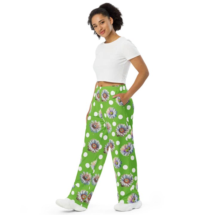 Lime Green Daisy & Dots Wide Leg Pants product image (2)
