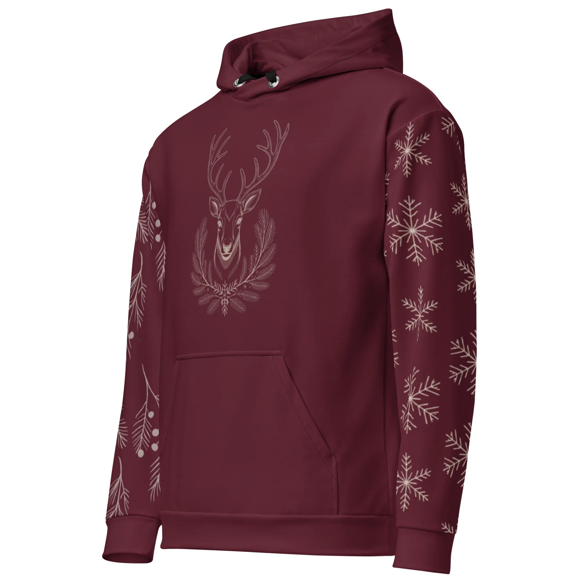 Berry Red Winter Reindeer Hoodie | Cozy Unisex Christmas product image (5)