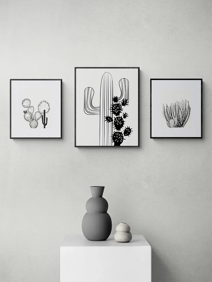 3 Digital Black And White Cactus Prints, Coastal Wall Art product image (1)