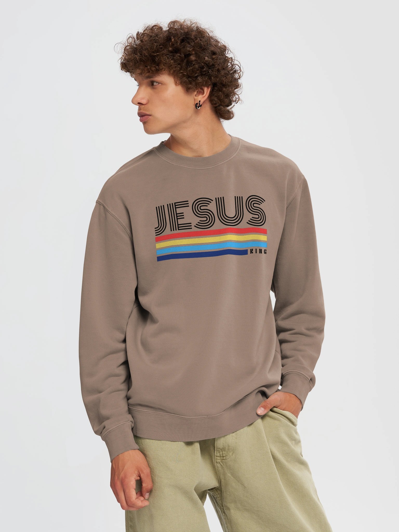 Retro Jesus King Pigment Dyed Sweatshirt product image (25)