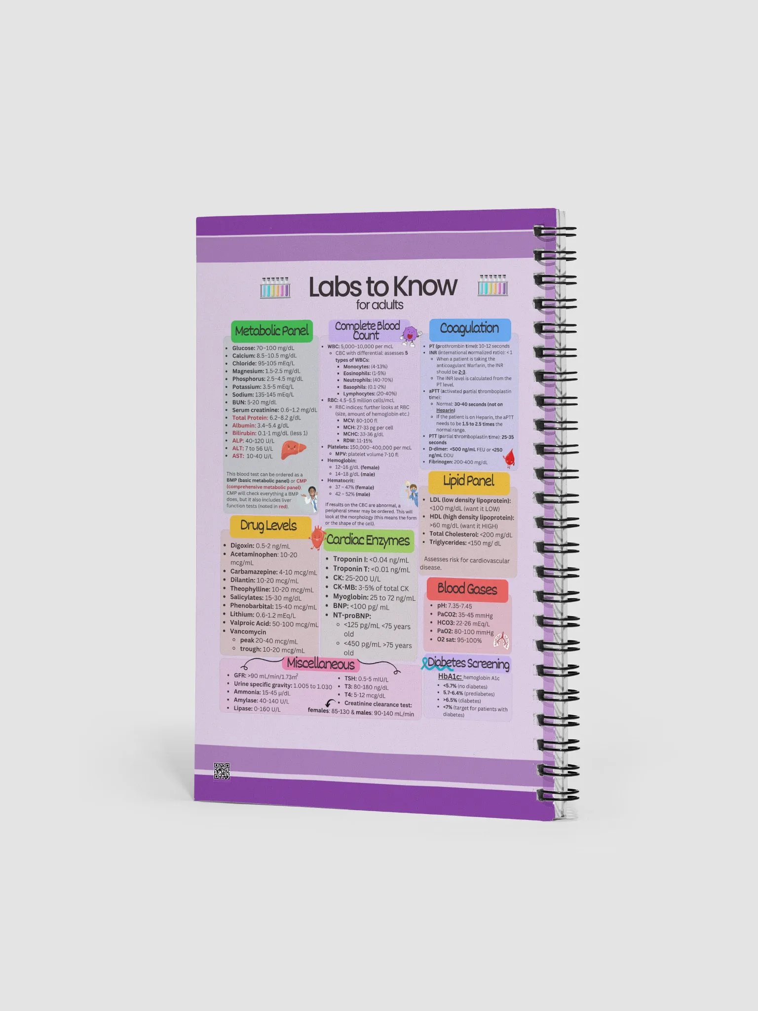 Nursing School Clinical Notebook with Lab Value Reference Ranges product image (2)
