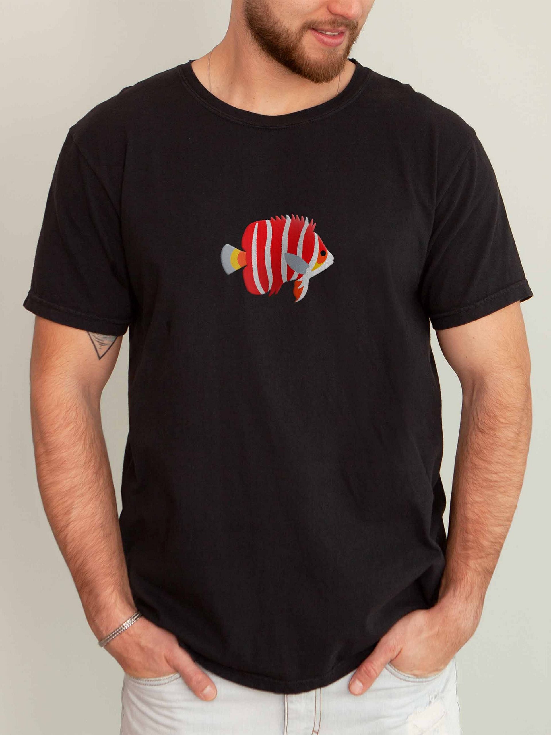 Peppermint Angelfish Premium T-Shirt (Embroidered) for Reef and Marine Aquarium Lovers product image (2)