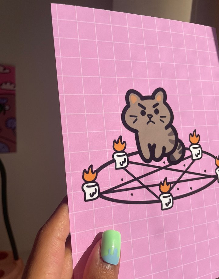 Cranky Brown Cat Pink Print product image (2)