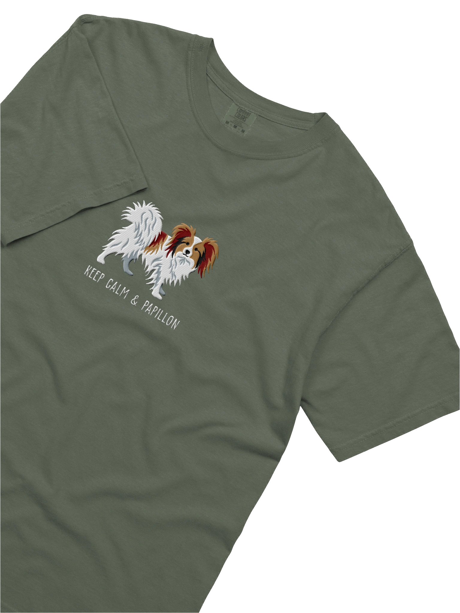 Keep Calm & Papillon T-Shirt(Embroidered) of a Papillon(Sable & White) product image (8)