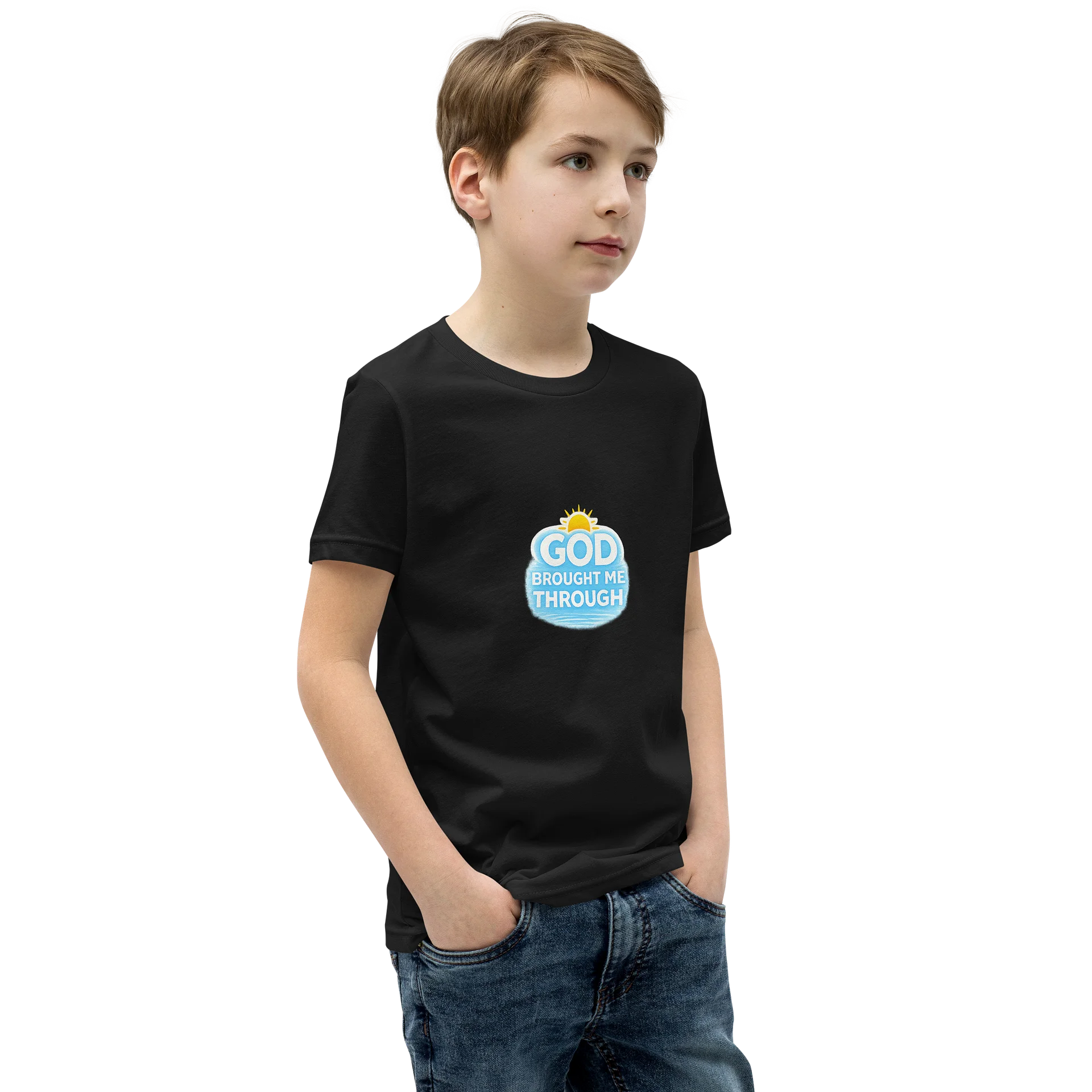 God Brought Me Through Youth T-Shirt – Black & Gold Edition product image (2)
