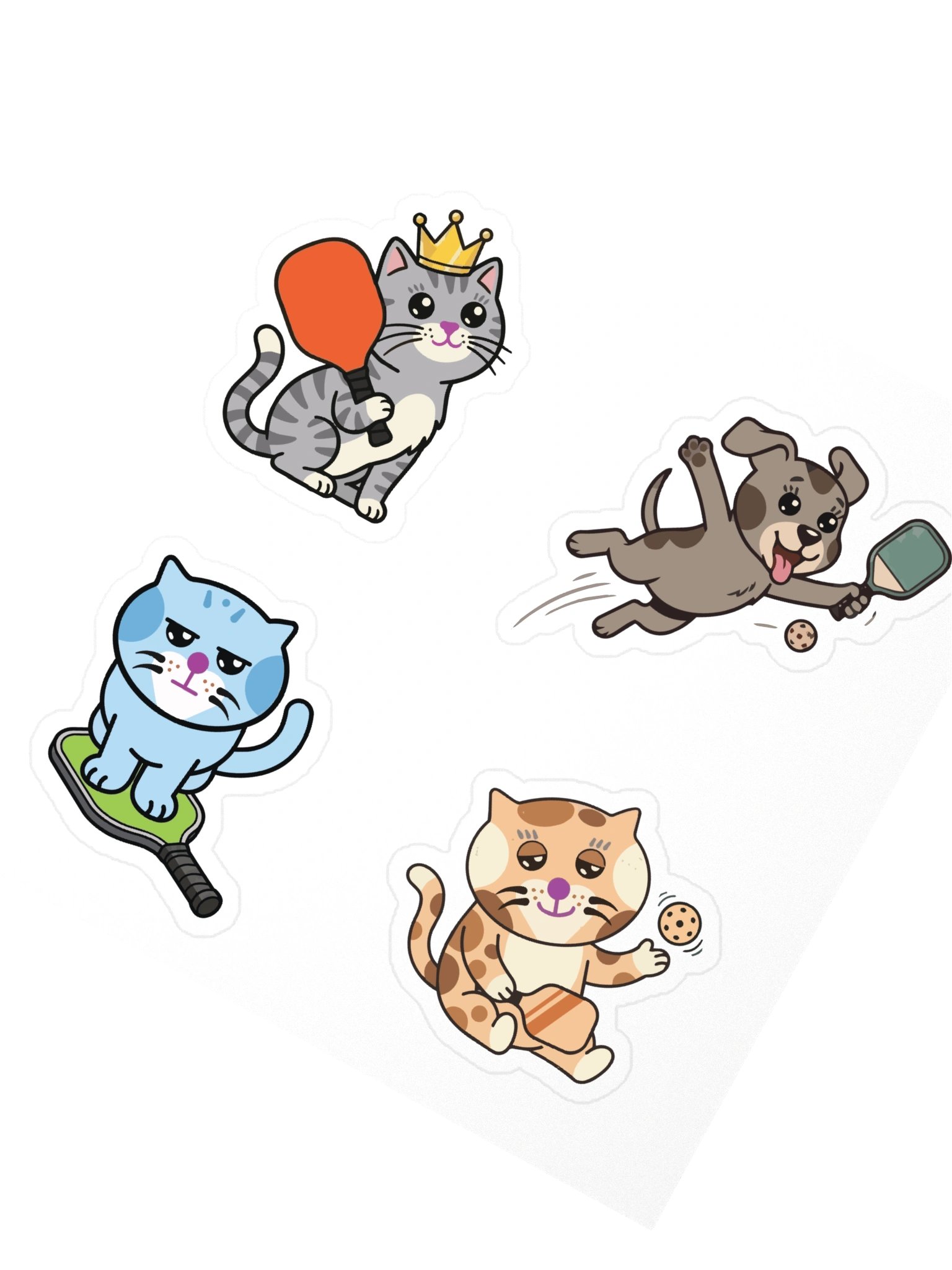 Pickleball Pack — Blu, Yogii, Peanut Kitties & Tandy the Dog Stickers product image (2)