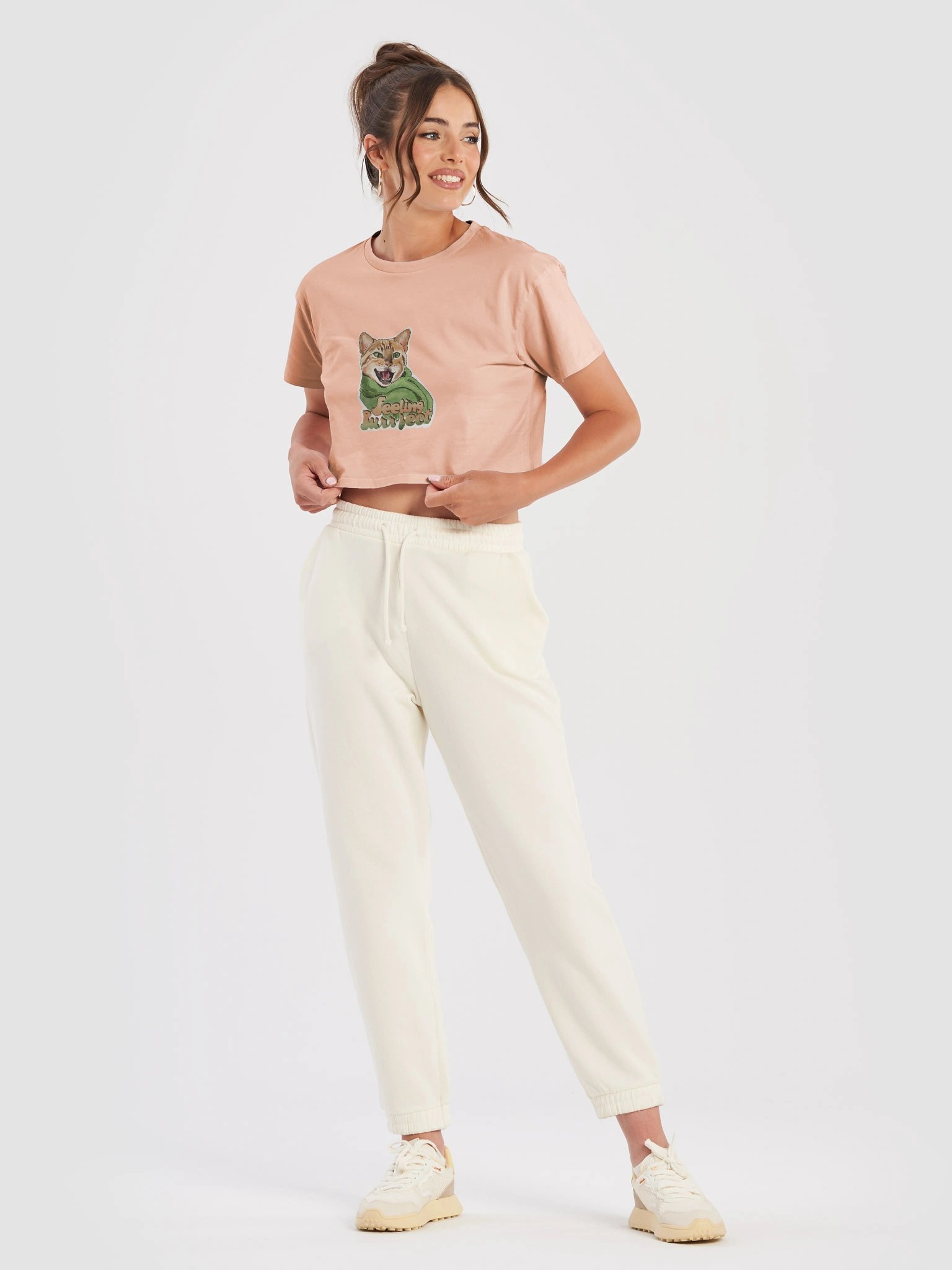 Feeling Purr-fect Cat with a scarf Cropped Top - Large Print product image (20)