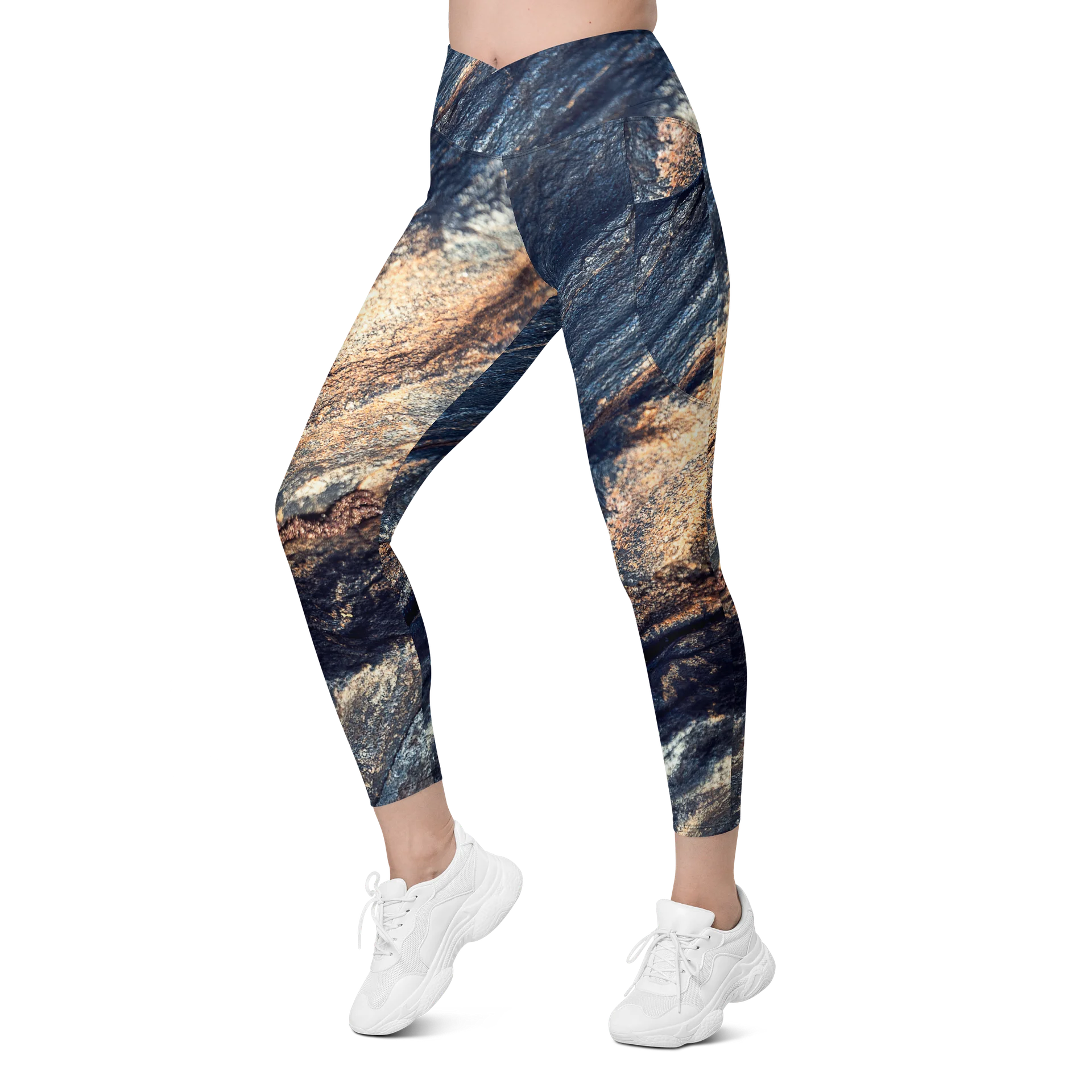 Obsidian Vein Women's Crossover High-Waisted Leggings with Dual Pockets product image (6)