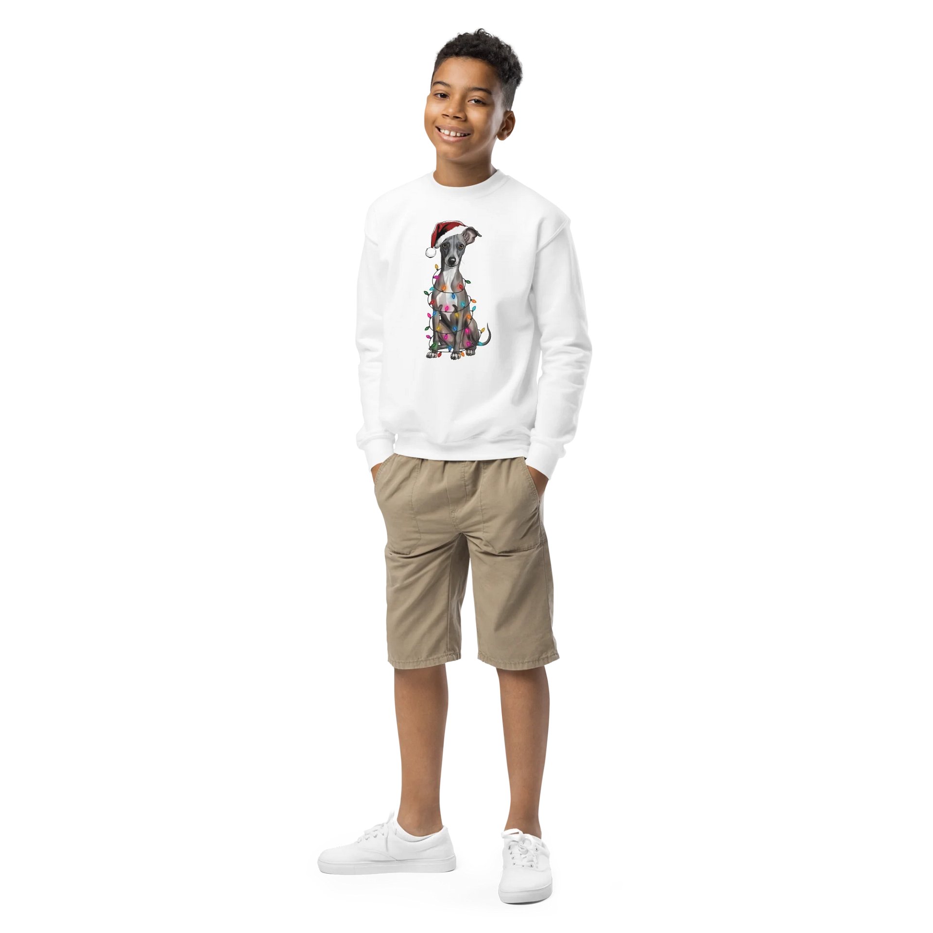 Funny Christmas Italian Greyhound(Blue) Youth Sweatshirt product image (1)